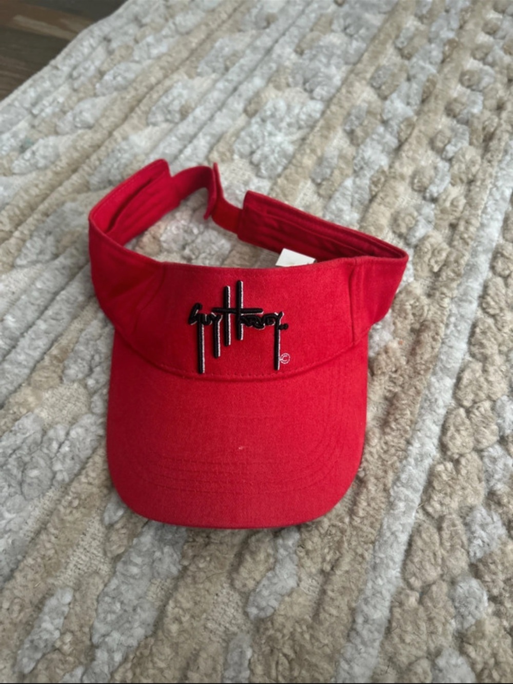 Guy Harvey Red Visor Hat with Black Logo